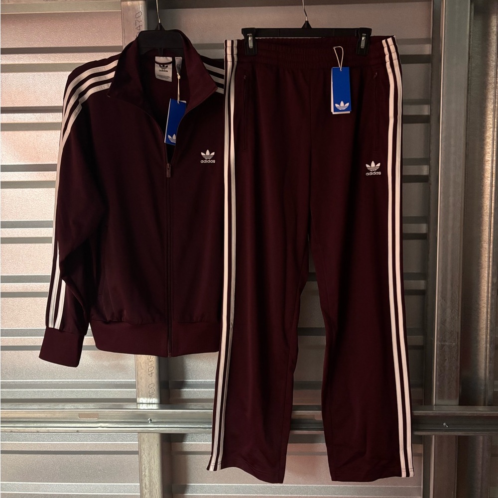 Adidas Firebird Maroon Burgundy Men’s Tracksuit Set IN4683 and IN4678
